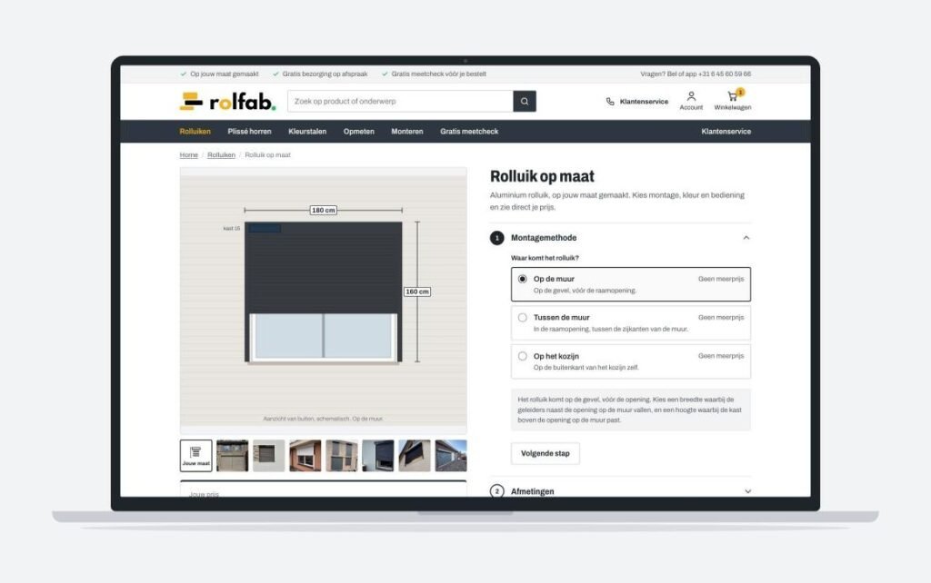 Laptop met de rolluik-configurator van Rolfab open