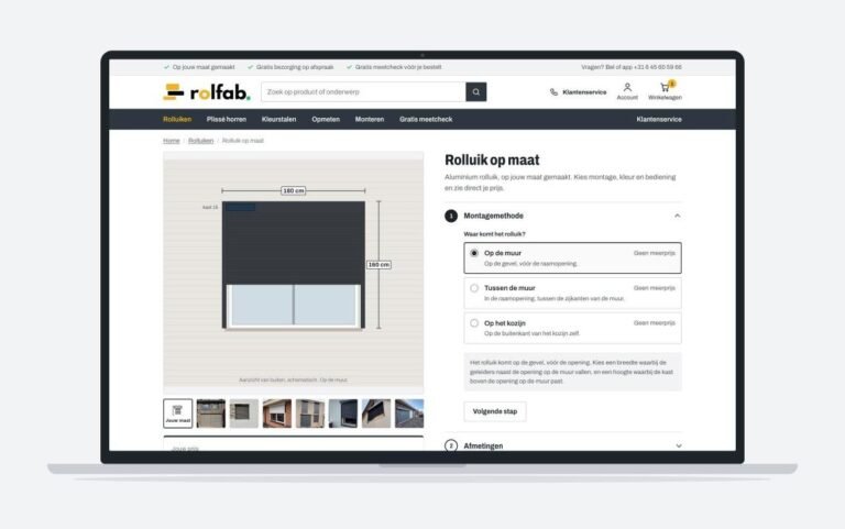 Laptop met de rolluik-configurator van Rolfab open